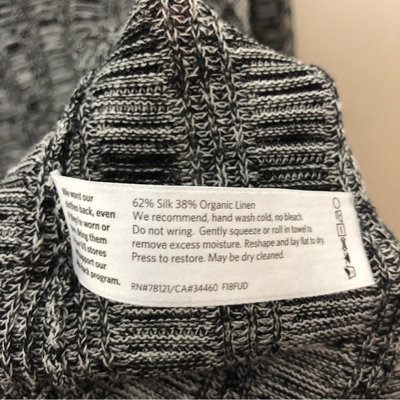 Eileen Fisher Silk & Organic Linen Long Sleeve Cardigan Black & White Size Small - Picture 5 of 5